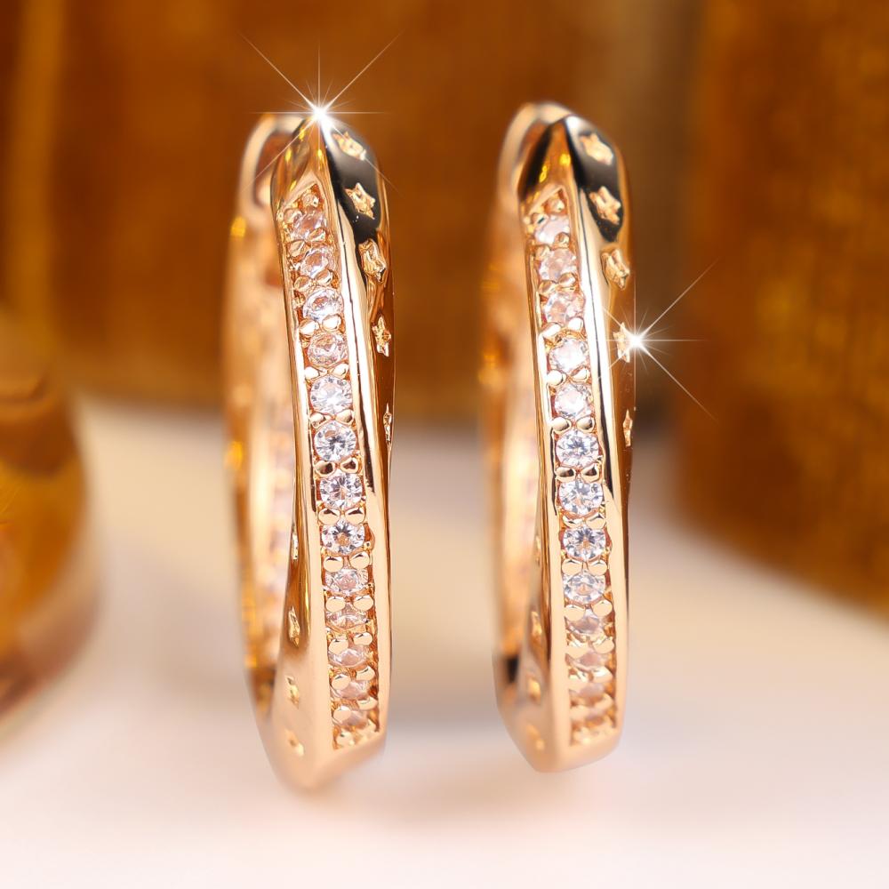 Elegant Two Colors Available Star Pattern Zircon Hoop Earrings for Women Daily Wear and Party