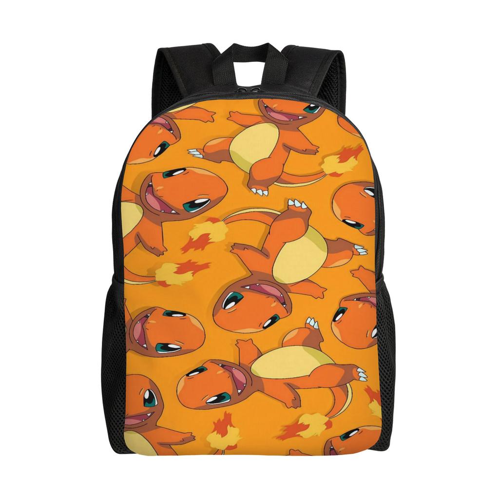 Charmander Group Cartoon Backpack  Youth Polyester Cycling Backpacks Soft Modern School Bags Rucksack