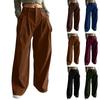 High Waist Wide Leg Corduroy Trousers for Women Loose Fit Pleated Front Casual Straight Pants for Everyday Wear