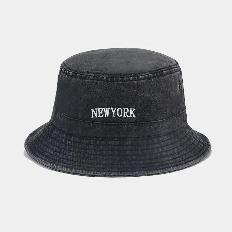 Spring and Summer Cotton Letter Bucket Hat Fisherman Hat Outdoor Travel Sun Cap for Men and Women 85