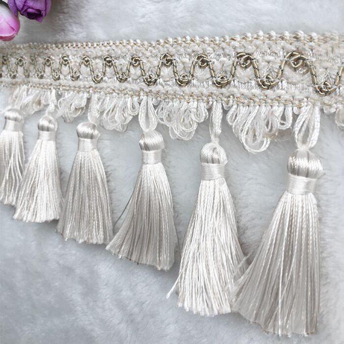 1M Spetskant Tofs Bomullsspetskant Sömnad Hantverk Band Kant Frans Gardin Kudde Duk Klädsel Dekor Hantverk