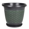 Large Capacity Garden Planters 12" Planter Pot with Saucer, Thickened Plastic Anti-Aging Flower Drainage Durable Holes, Woven Texture, Plant