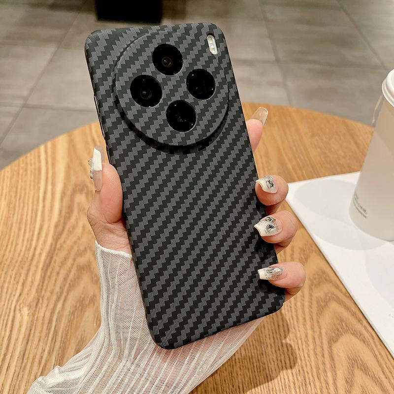 Original Funda For Vivo X100 Pro X100 Ultra Case Carbon Fiber Texture Matte Hard Cover For Vivo X100s X200 Pro X90 Plus Bumper
