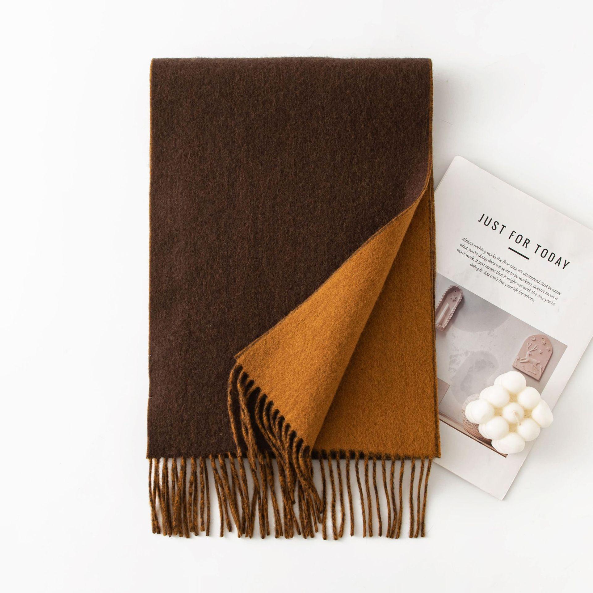 

Lamb Wool Solid Color Large Scarf Autumn and Winter New Double Sided Wool Scarf Versatile Thickened Warm Shawl Dual Use 30*190cm