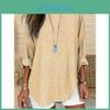 Spring Fashion Womens Striped Cotton Linen Shirt With Patching For Casual Wear
