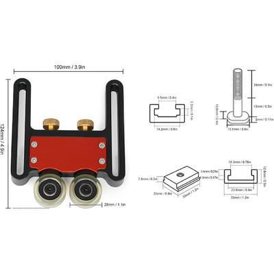 Table Saw Roller Double Wheel Sliding Roller with Shock Absorption, Adjustable Height for Woodworking, Includes Accessories