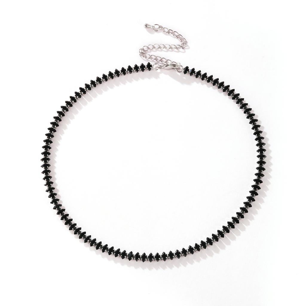 HipHop Black Crystal Iced Out Cubic Zirconia Tennis Necklace For Women 18K Gold Plated Hippie Bridesmaid Jewelry