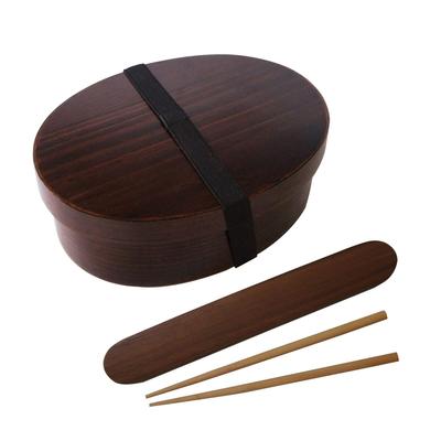 Save Magewappa Bento Box, 700ml, Brown, with Chopstick Case Set (Wrapping Cloth Not Included)