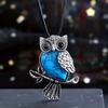 1pc JXMYBA Artificial Crystal Owl Pendant Necklace, Amethyst Rose Quartz Faux Gemstone Lucky Jewelry, Women'S Handmade Stone Pendant with Artificial F