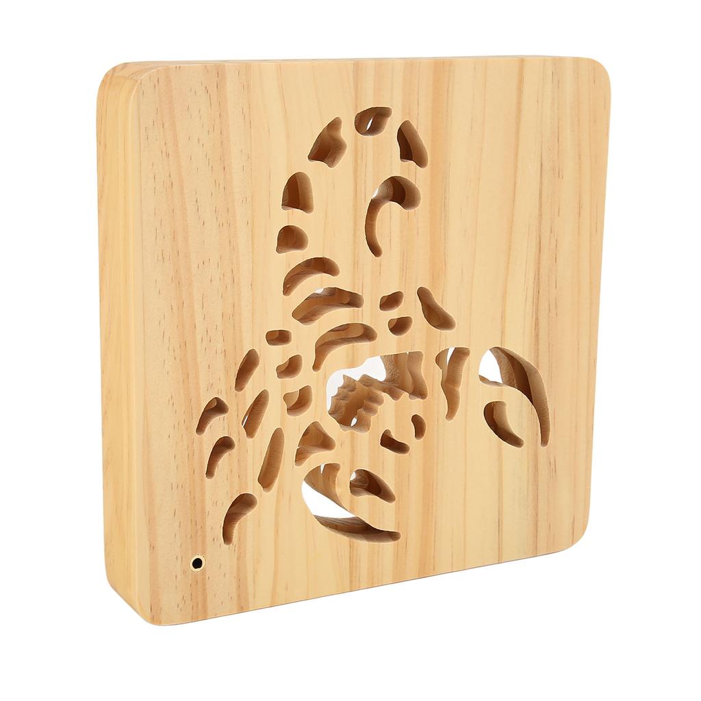 Wooden 3D Lamp Cool Scorpion Style USB Connection Warm Romantic Aid Sleeping LED Night Light for