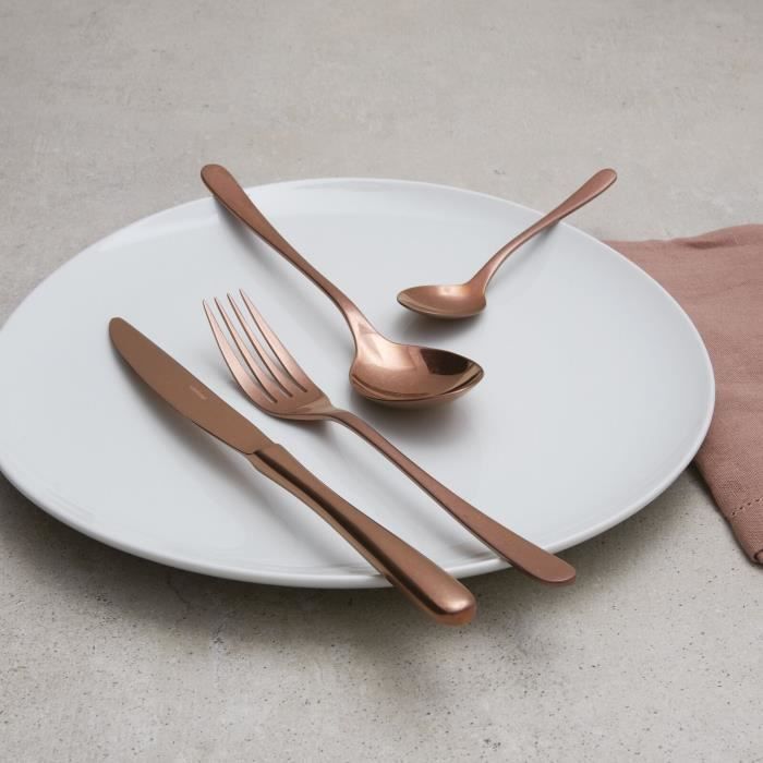 Ensemble de couverts - Sambonet - Taste - 24 pièces - Vintage pvd copper - Design minimaliste