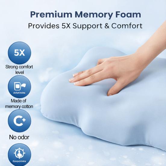 Ergonomic Memory Foam Pillow Pillow Contour with Machine Washable Cervical Pillow Neck Support Pillowcase for Side