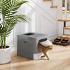 Cat Litter Box, Sliding Drawer, Lid, 2 Adjustable Doors, Detachable Scoop, 48 x 38 x 38.5 cm, Grey