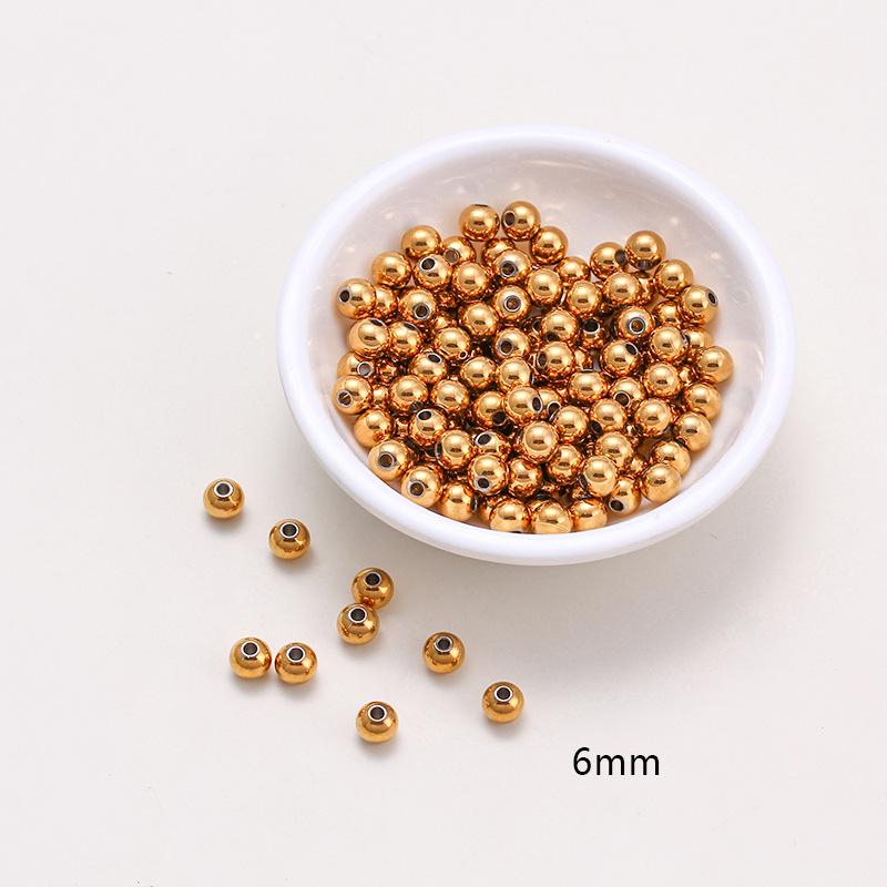 18K Gold Color-Preserving Stainless Steel Round Beads for DIY Jewelry and Bracelets.
