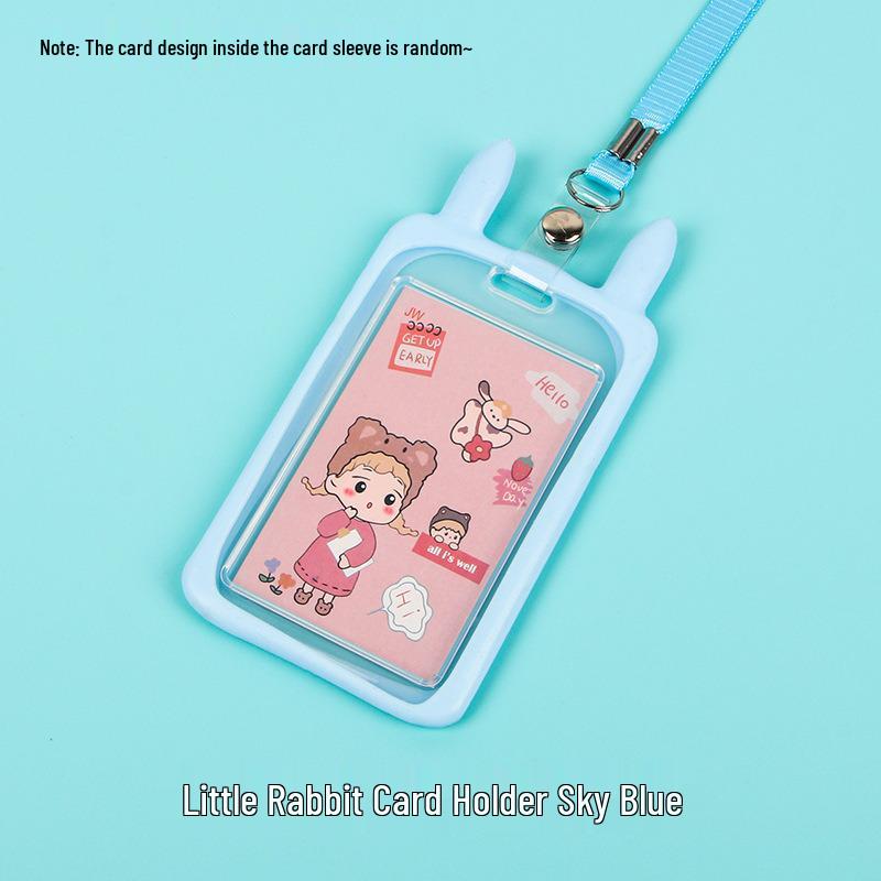 Creative Cartoon ID Card Holder with Lanyard - Cute, Transparent, and Waterproof for Students and Employees