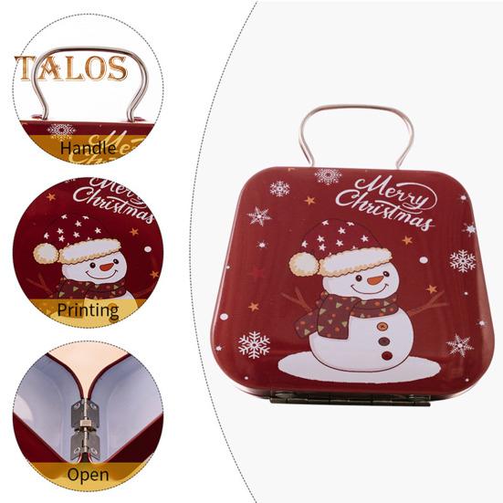 Cutie de bomboane de Crăciun cu mâner Mini Geanta de fier Om de zăpadă Suport gustare Moș Crăciun Favoruri pentru petrecerea de Crăciun Recipient de depozitare pentru dulciuri