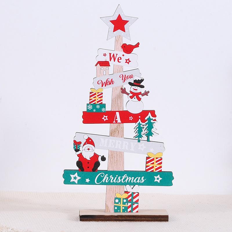 New Cross-Border Christmas Wooden Desktop Decorations: English Letter and Gnome Ornaments with Santa and Snowman Designs.