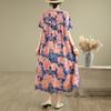 DIMANAF 2025 Women Plus Size Spring Summer Dress Casual Floral Dress Basic Vintage Loose Long Dress Maxi 9325