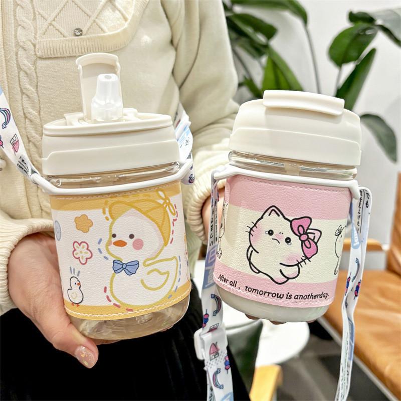 Pochacco Cartoon Plastic Water Cup With Straw For Kids And Students
