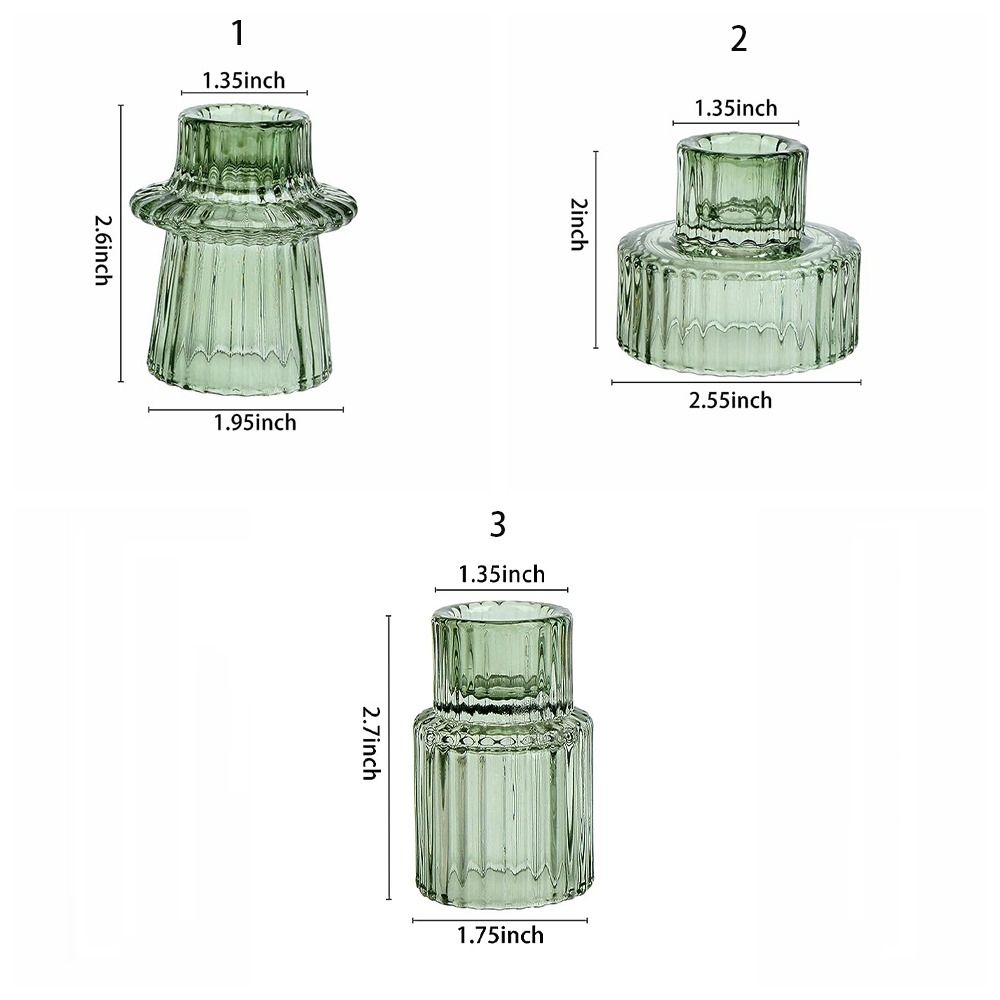 Clear Double Head Candle Holder Vertical Pattern Glass Candle Holder  Home Decoration