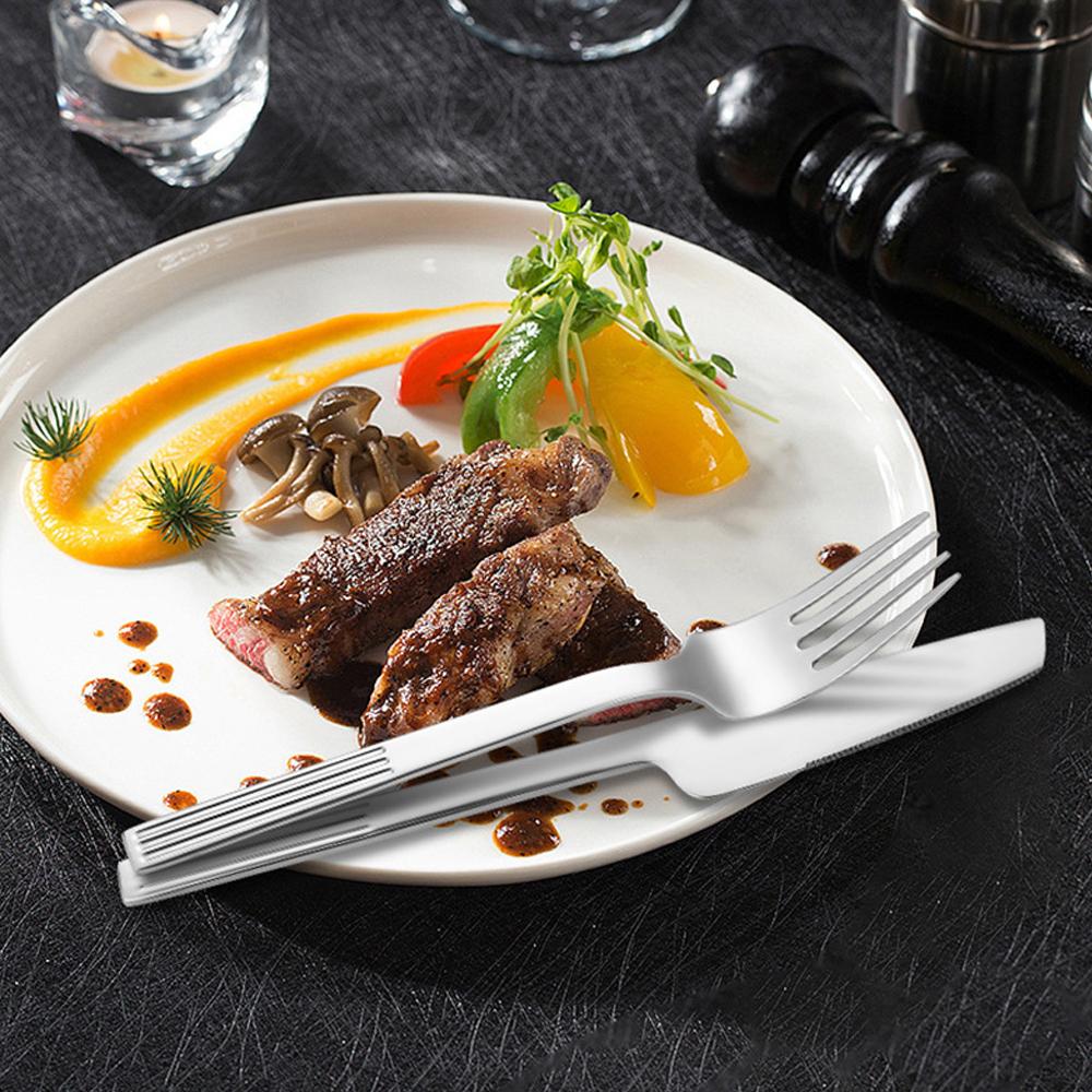 24pcs Western Dinnerware Set Stainless Steel Cutlery Set Fork Knife Spoon Tableware Flatware Silverware Dishwasher Safe