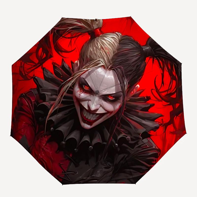 

1pc Joker Clown Automatic Folding Umbrella - Compact 8-Rib Design,Festive Gift for Friends & Family, Compact Umbrella 21200