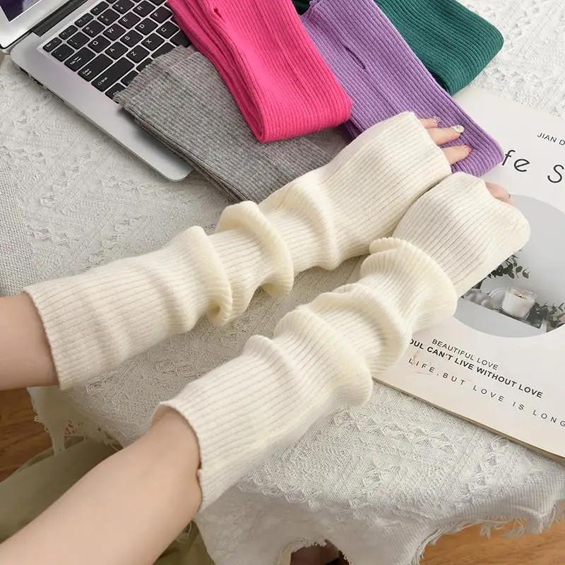 Lange fingerlose Handschuhe Damen Fäustlinge Winter Armwärmer Kawaii Gestrickte Ärmel Weiche Mädchen Anime Kleidung Punk Gothic Lolita Handschuhe