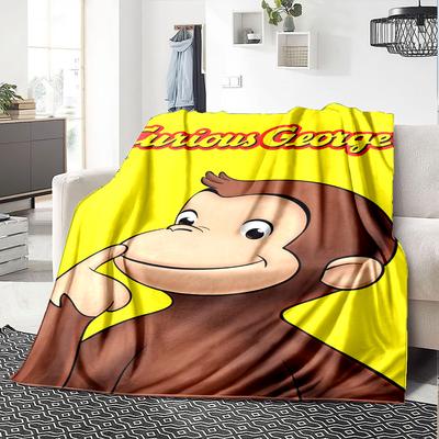 Curious George Adventure Flannel Blanket Super Soft Warm Cozy Blanket For Sofa Bed Office Travel Allseason Home Decor Gift