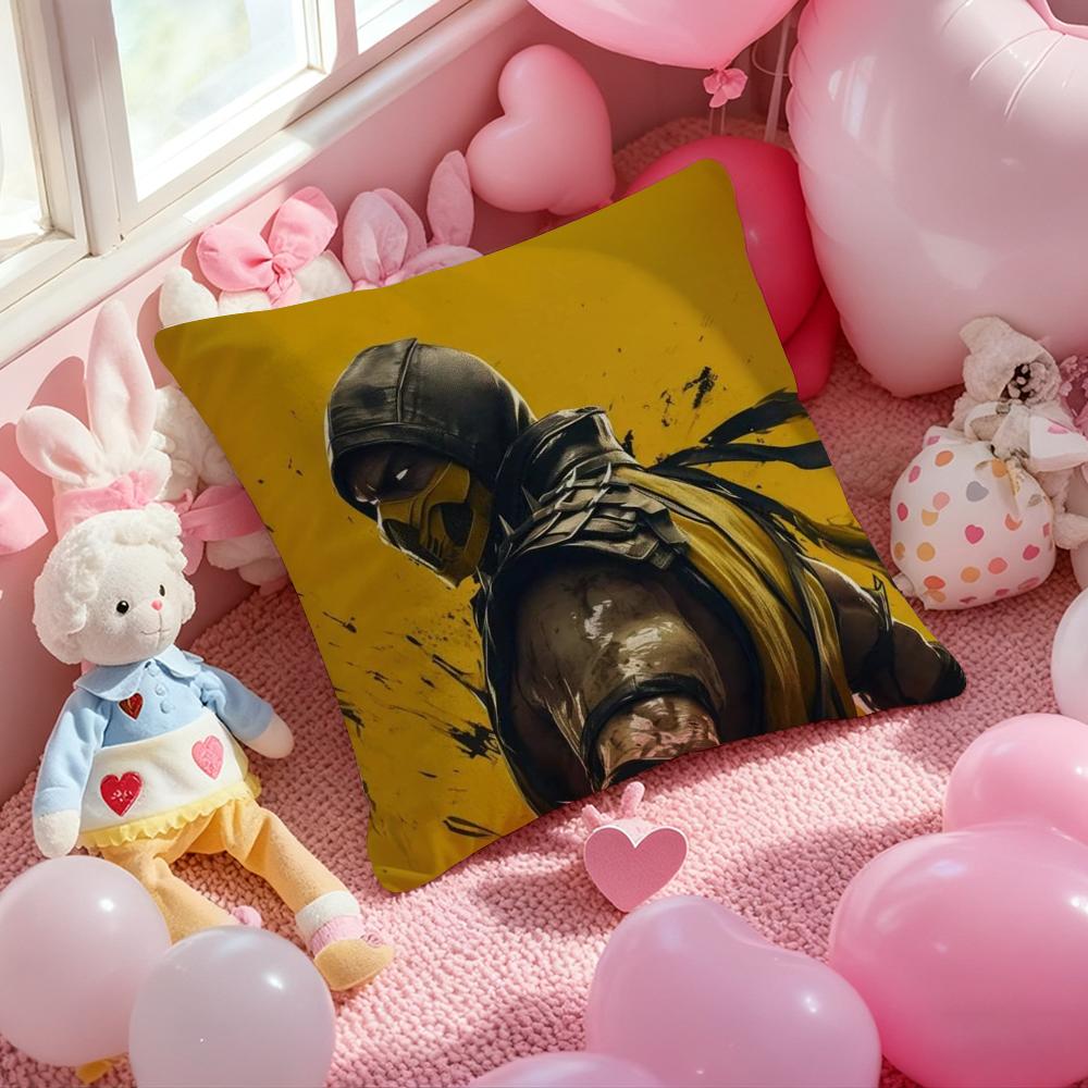 M-Mortal Kombat Game Cushion Cover Pattern Printed Pillowcase for Living Room Sofa Cushion Cover & Bedroom Decor