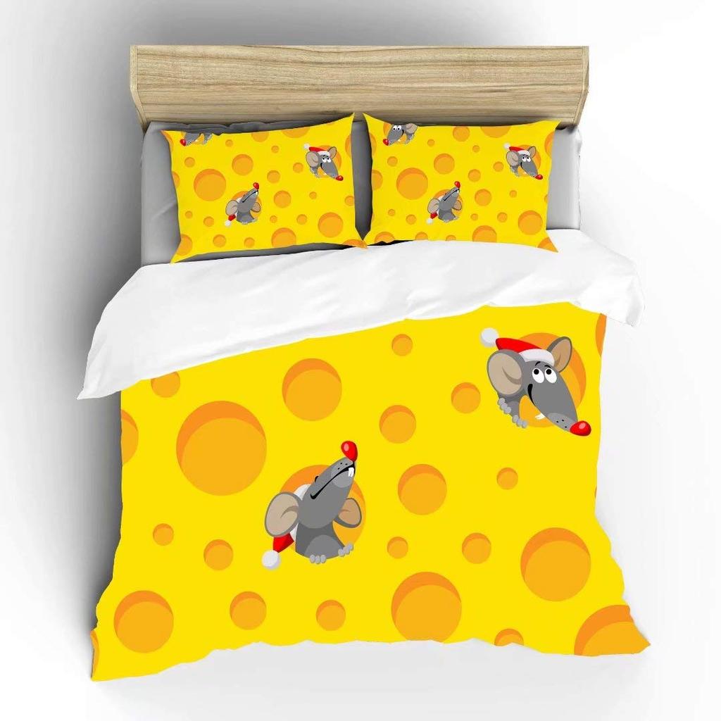 Cheese Bedding Sets Yellow Food Dessert Comforter Covers for Boys Girls Kids Duvet Cover Sets Fashion Teens Bedroom Decor 3 Pcs
