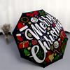 Merry ChristmasFestive Ornament CircleUmbrella, Portable 3-Fold Compact Umbrella,Christmas Gift ES421