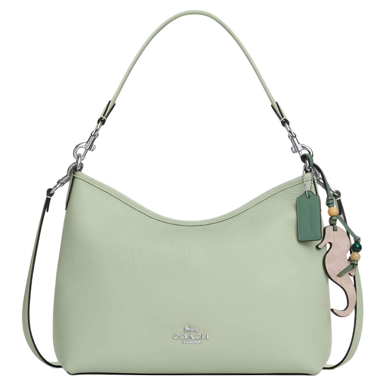 

Coach Laurel 31 Removable Shoulder Strap Soft Lychee Grain Leather Printed Coated Canvas Shoulder Bag Large Women shoulder bag Green CBH82-SVY6O Basic Set (Bag+Dust Bag)