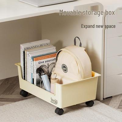 Rolling Under-Table Book Storage Box: Movable Schoolbag and Book Organizer for Dorms