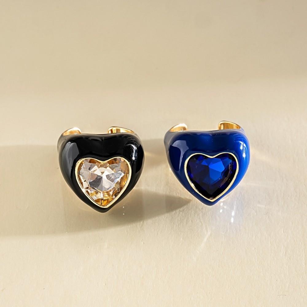 Candy Color Geometric Ring Love Heart Big Dome Plain Ring Hand Ornaments Opening Ring  Party