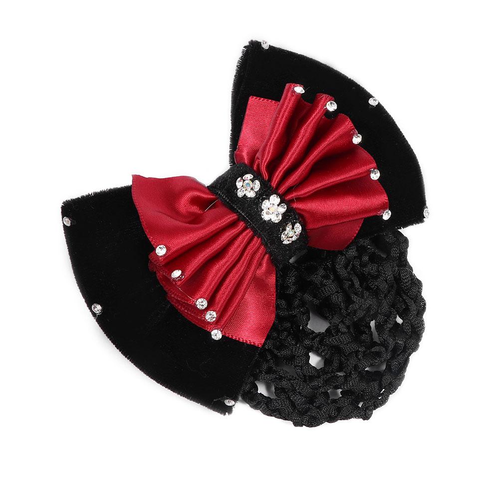 Fashion Bow Lady Satin Hair Accessories Bowknot Hair Clip Cover Net Bun Snood