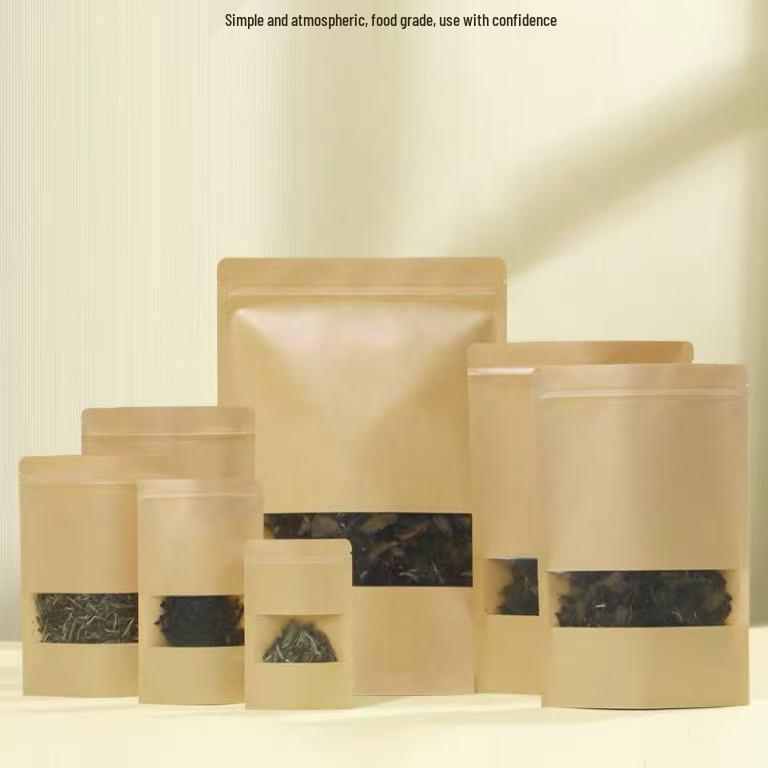 Self-Sealing Kraft Paper Bags for Tea and Snacks - Available in Small and Large Sizes for Green and Black Tea.
