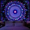 Amonercvita Blacklight Tapestry Trippy Mandala Tapestries UV Reactive Galaxy Stars Tapestry Psychedelic Neon Tapestries Wall Hanging Hippie Black