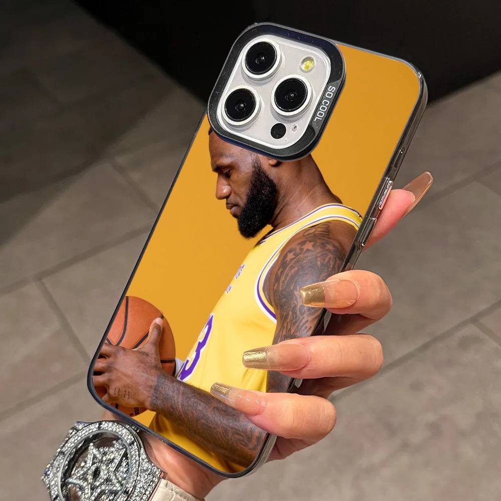 Basketball L-Lebron James Phone Case For iPhone 17,16,15,14,13,12,11 Plus,Pro Max,XS,Colorful Silver Phone Case Funda Cover