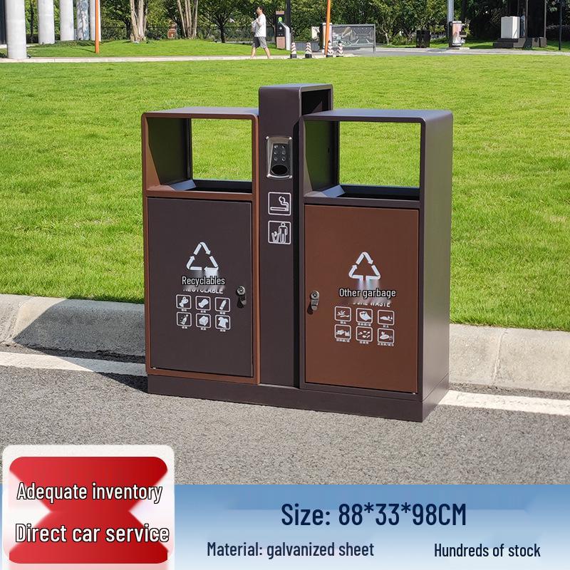 Stainless Steel Outdoor Park & Community Sorting Trash Can