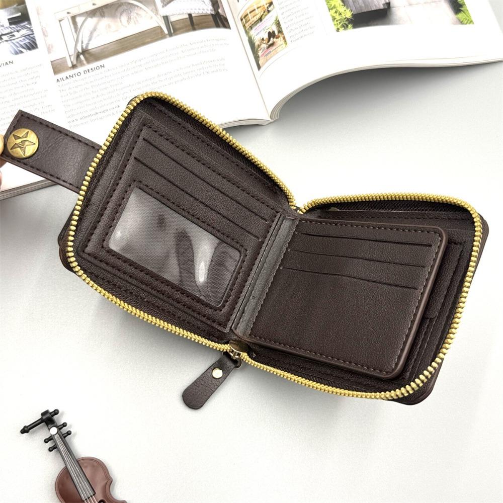Vintage Men's Wallet Hasp Zipper Clutch Storage Bag Portable Card Bag  Outgoing