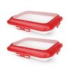 2Pcs Food Preservation Trays Reusable Food Storage Container with Lid Vacuum Sealed Stackable Tray for Picnic Travel