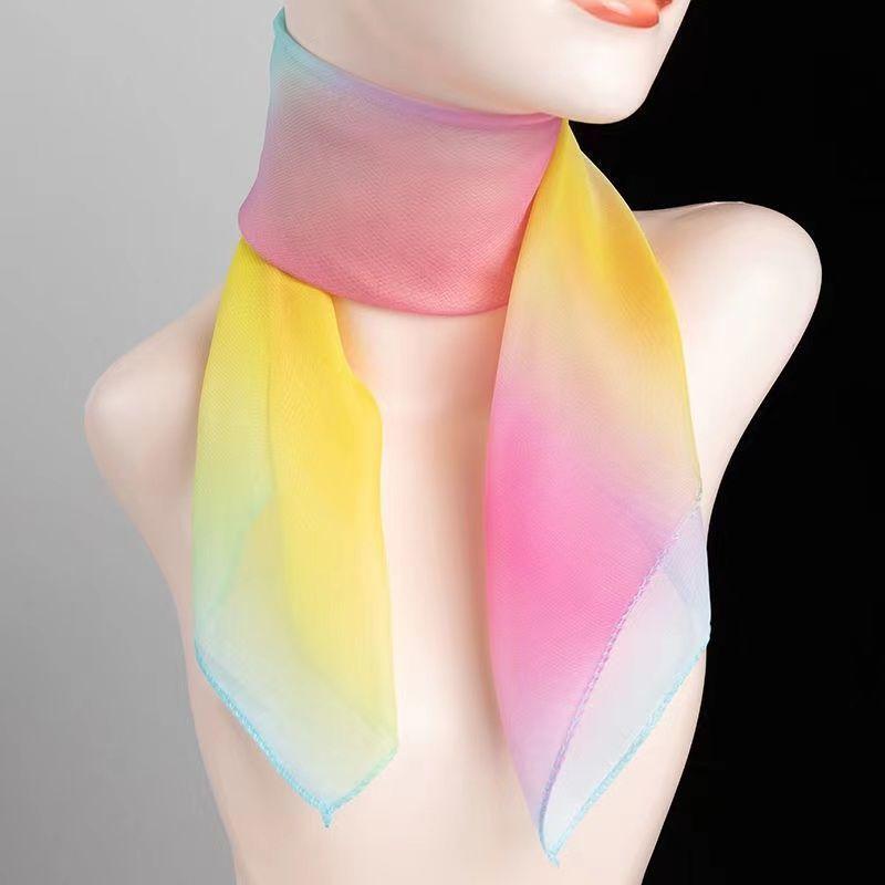 

Модный принтованный небольшой квадратный шарф, темпераментный, нежный и универсальный, шелковый шарф для волос, солнцезащитный шейный платок для пляжа 60*60