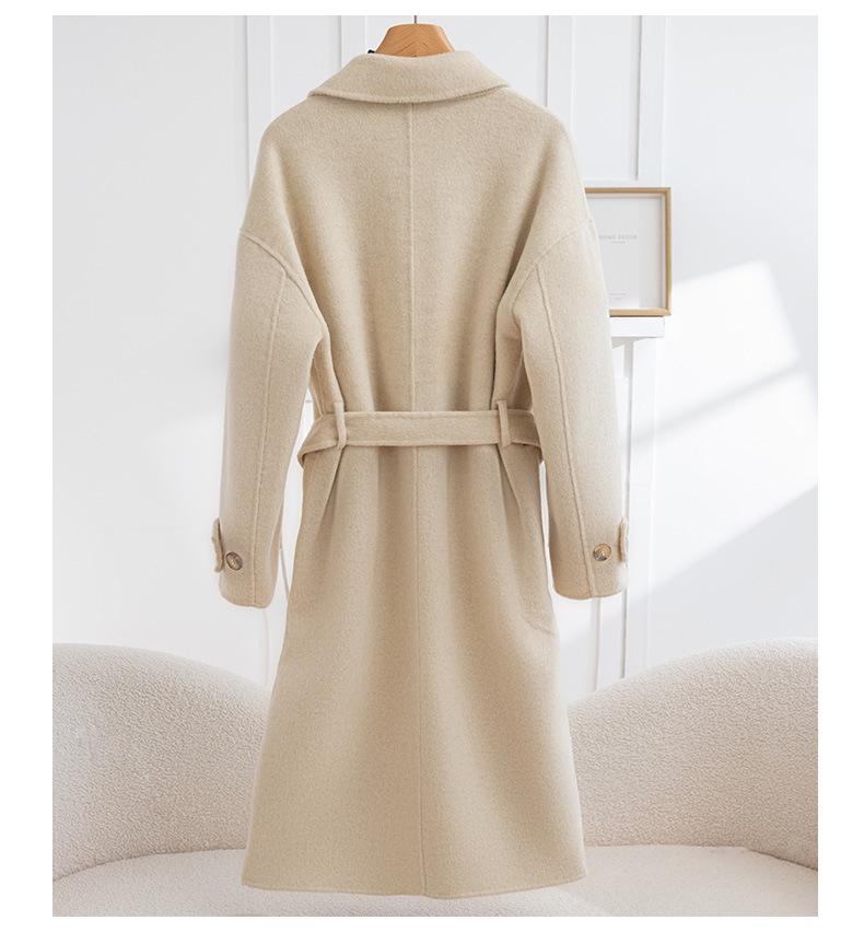 Double-Faced Wool Hepburn-Style Coat, Long, Slim Fit, 2025 Collection, Women's Fashion.