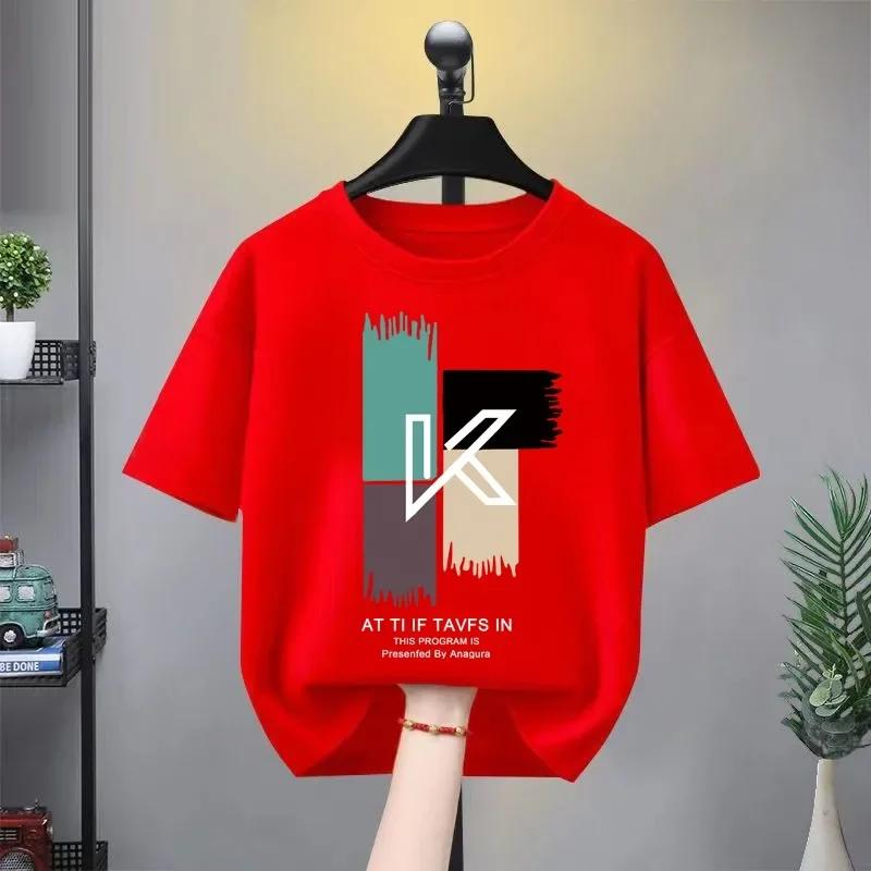 

100% cotton T-shirt Summer wear sporty cartoon T-shirt Fashion print thin soft crew kids clothing new 4XL