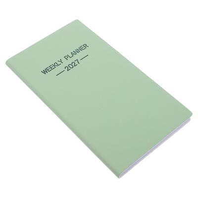 Outanaya Planner Calendar Pocket Ink-resistant Paper Flat Binding Memo Space 2027 A6 Size English Portable 1 Book (Avocado Green)