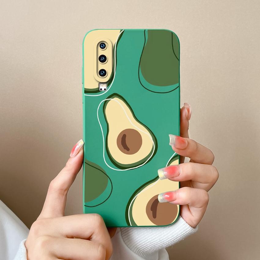 

Чехол для телефона Huawei P60 Y5 Y6 Y7 P30 P40 Y9 Y9A Милый мультяшный узор с авокадо Мягкий чехол Гладкий жидкий силикон Противоударный чехол для корпуса Huawei Huawei P30