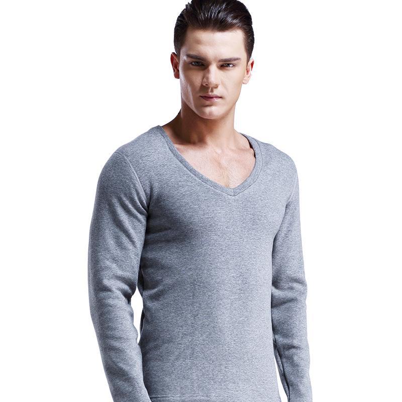 

Мужская толстая флисовая терморубашка с V-образным вырезом L серый