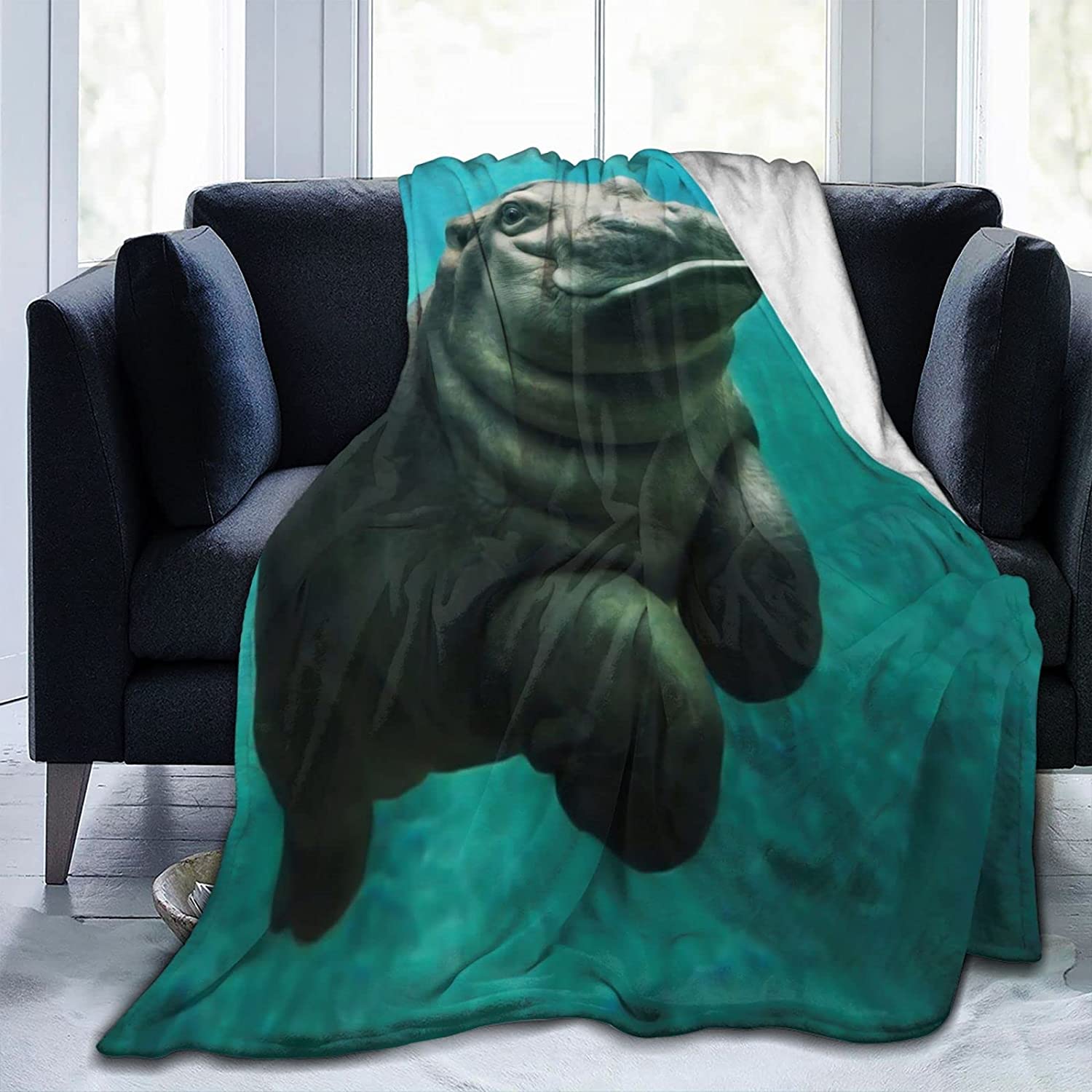 

Cute Cartoon Manatee Throw Blanket Soft Warm Lightweight Fluffy Blanket for Bed Couch Kid Adult 50 x40 75x90cm