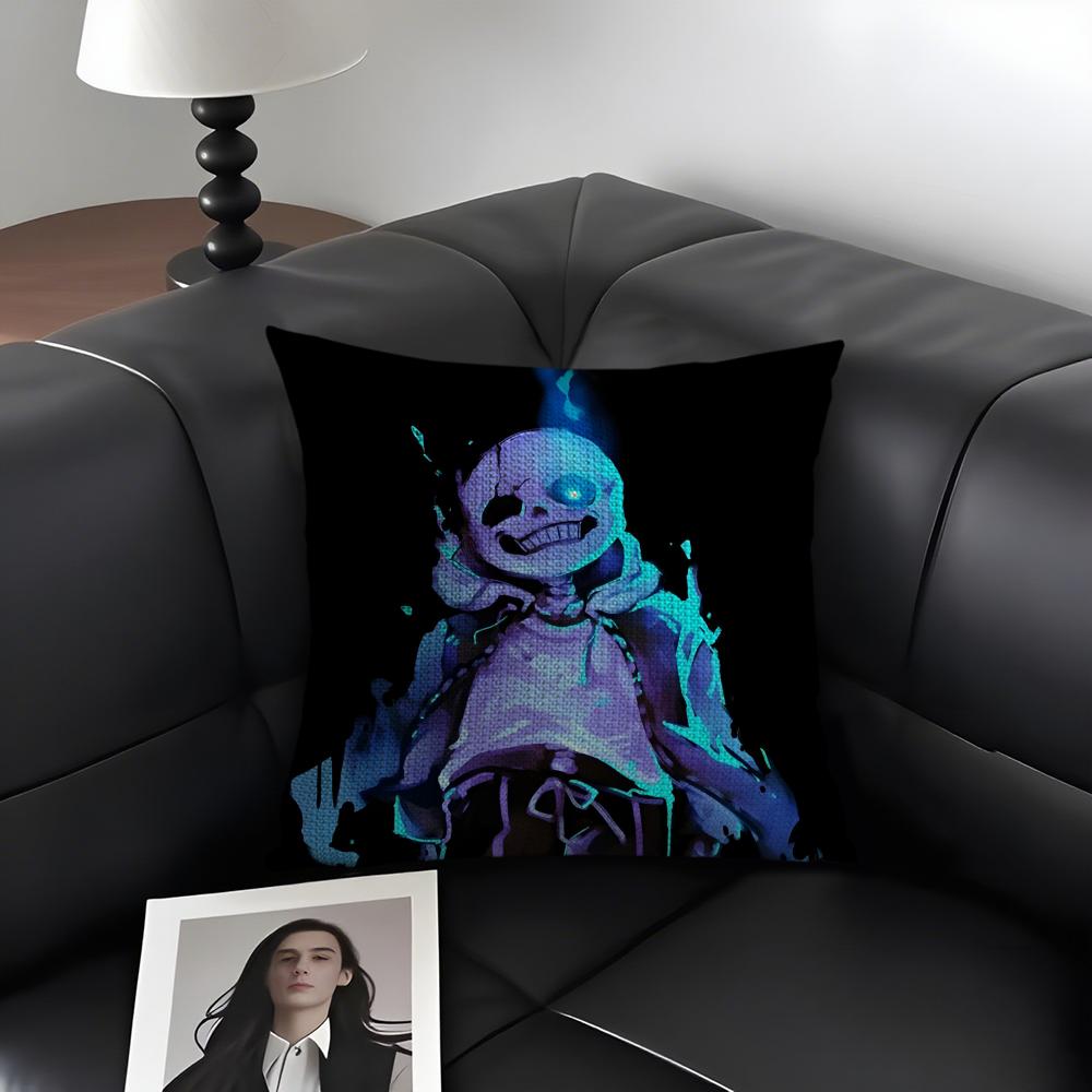 U-Undertale Game Cushion Cover Natural Linen Organic Fabric Double-Sided Printing Sofa Home Decor Gift Pillow Case
