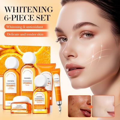 Vitamin C Whitening and Brightening Luxury Six-piece Set, Moisturizing, Repairing and Anti-wrinkle Skin Care Product Set